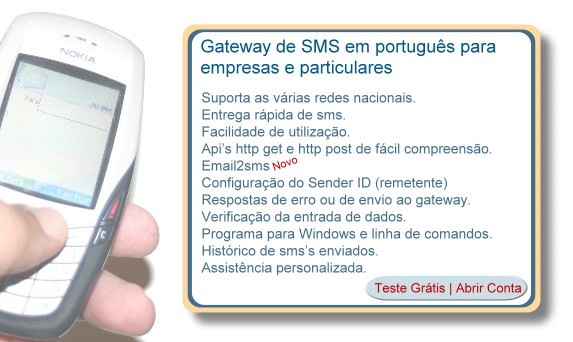 Fa�a j� a sua inscri��o gr�tis e comece hoje mesmo a enviar SMS's